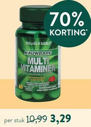 Holland & Barrett Kauwbare multi vitaminen aanbieding
