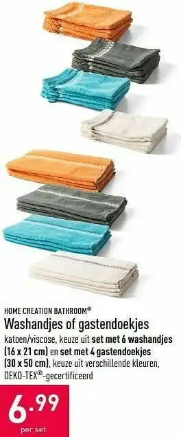 ALDI Washandjes of gastendoekjes aanbieding