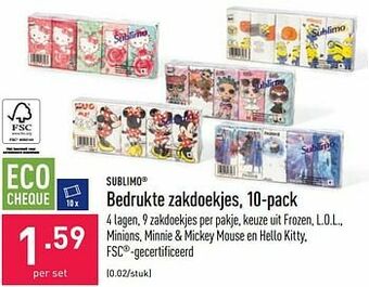ALDI Sublimo bedrukte zakdoekjes aanbieding