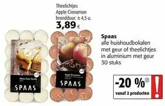 Colruyt Spaas theelichtjes apple cinnamon aanbieding