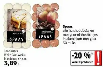Colruyt Spaas theelichtjes white cake vanilla aanbieding
