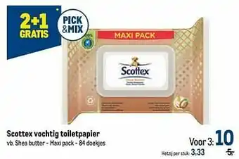 Makro Scottex vochtig toiletpapier shea butter - maxi aanbieding