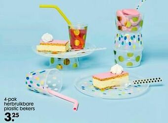 4-pak herbruikbare plastic bekers