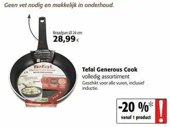 Colruyt Tefal generous cook volledig assortiment aanbieding
