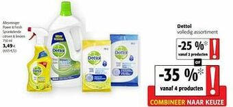 Colruyt Dettol allesreiniger power + fresh sprankelende citroen + limoen aanbieding