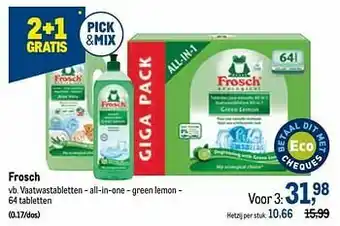 Makro Frosch vaatwastabletten - all-in-one - green lemon aanbieding