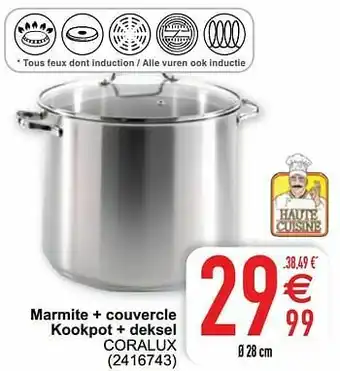 Cora Marmite + couvercle kookpot + deksel coralux aanbieding