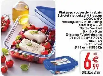 Plat avec couvercle 4 rabats schotel met deksel 4 kleppen cook + go