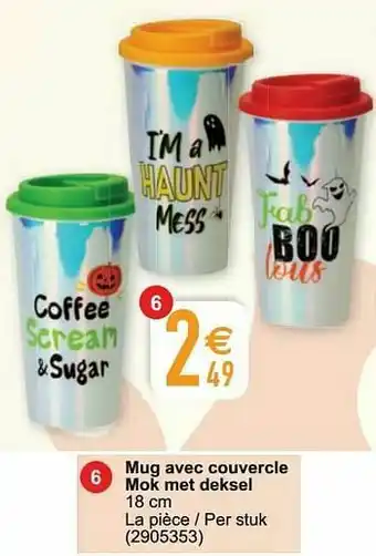 Cora Mug avec couvercle mok met deksel aanbieding
