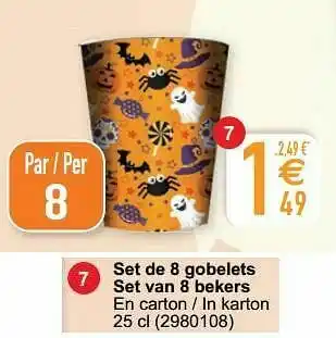 Cora Set de 8 gobelets set van 8 bekers aanbieding