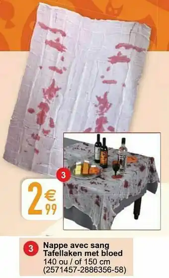 Nappe avec sang tafellaken met bloed