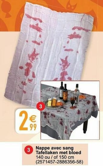 Cora Nappe avec sang tafellaken met bloed aanbieding
