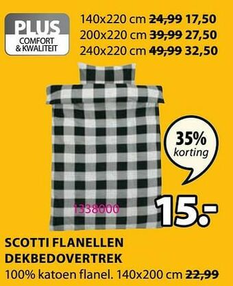Jysk Scotti flanellen dekbedovertrek aanbieding