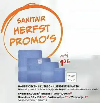 Handdoeken in verschillende formaten