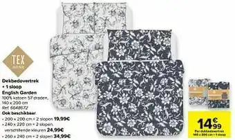 Carrefour Dekbedovertrek + 1 sloop english garden aanbieding