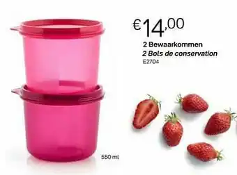 2 bewaarkommen 2 bols de conservation