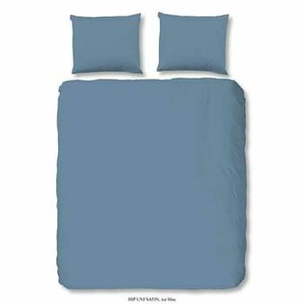 Leen Bakker HIP dekbedovertrek Uni ice blue - blauw - 140x200/220 cm - Leen Bakker aanbieding