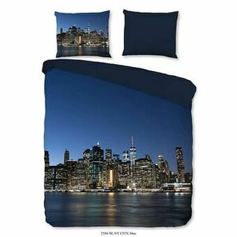 Pure dekbedovertrek NY City - blauw - 140x200/220 cm - Leen Bakker
