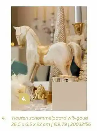 AVA Houten schommelpaard wit-goud aanbieding