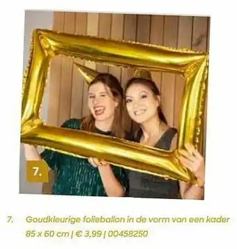 Goudkleurige folieballon in de vorm van een kader
