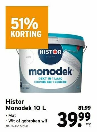 GAMMA Histor monodek aanbieding