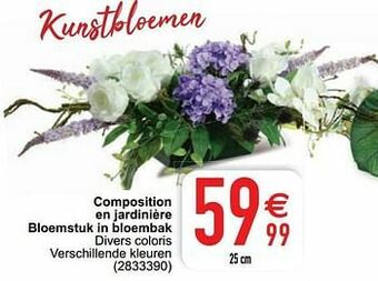 Cora Composition en jardinière bloemstuk in bloembak aanbieding