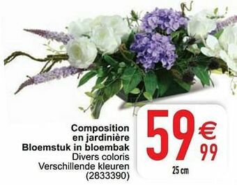 Cora Composition en jardinière bloemstuk in bloembak aanbieding