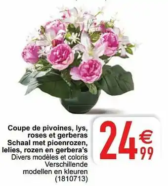 Cora Coupe de pivoines, lys, roses et gerberas schaal met pioenrozen, lelies, rozen en gerbera’s aanbieding
