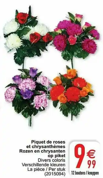 Cora Piquet de roses et chrysanthèmes rozen en chrysanten op piket aanbieding
