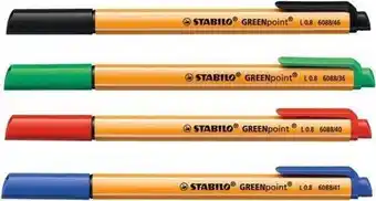 Bol.com STABILO GREENpoint - Hardtip Fineliner 0,8 mm - CO2 neutraal* - Etui Met 4 Kleuren aanbieding