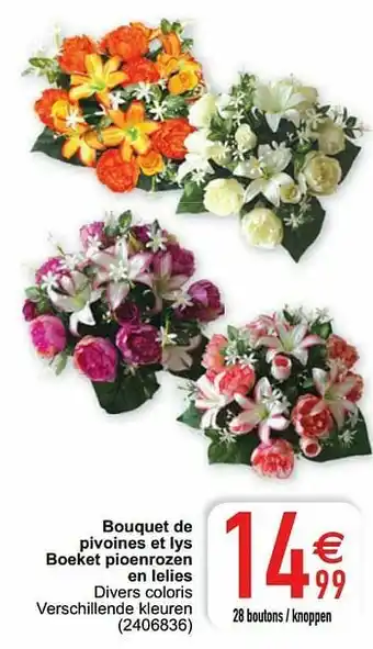 Cora Bouquet de pivoines et lys boeket pioenrozen en lelies aanbieding