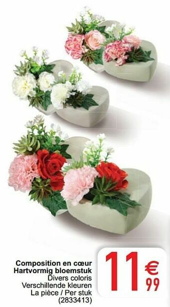 Cora Composition en coeur hartvormig bloemstuk aanbieding