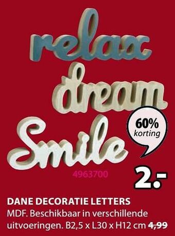 Jysk Dane decoratie letters aanbieding
