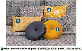 Carrefour Rond fluwelen kussen english aanbieding
