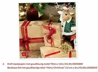 Kraft inpakpapier met goudkleurig motief