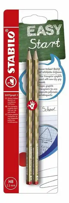 Dreamland STABILO houten grafietpotlood EASYgraph S voor rechtshandigen Metallic goud - 2 stuks aanbieding