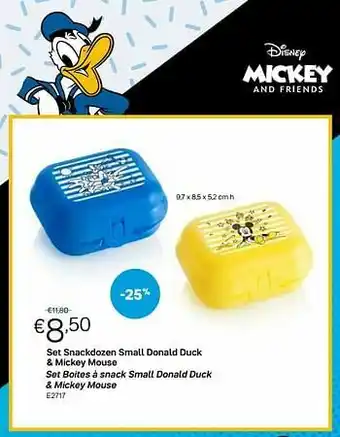 Set snackdozen small donald duck + mickey mouse set boites à snack small donald duck + mickey mouse