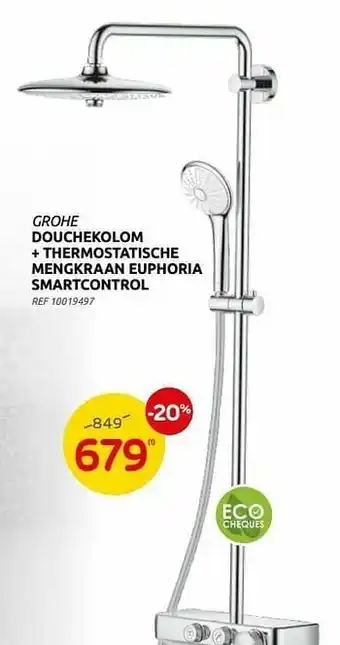 Brico Douchekolom + thermostatische mengkraan euphoria smartcontrol aanbieding