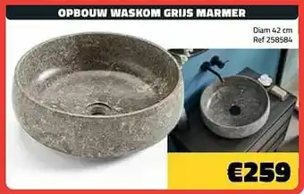 Opbouw waskom grijs marmer