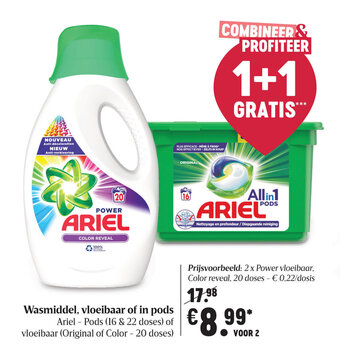 Delhaize Wasmiddel, vloeibaar of in pods aanbieding