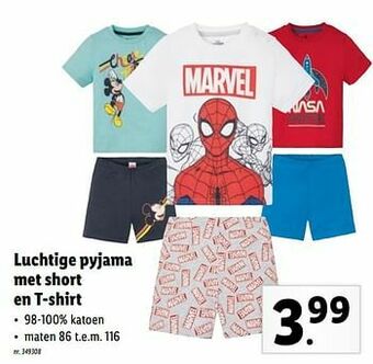 Lidl Luchtige pyjama met short en t-shirt aanbieding