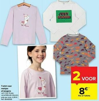 Carrefour T-shirt voor meisjes of jongens aanbieding