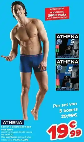 Carrefour Set van 5 boxers maxi sport voor heren aanbieding