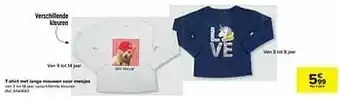 Carrefour T-shirt met lange mouwen voor meisjes aanbieding