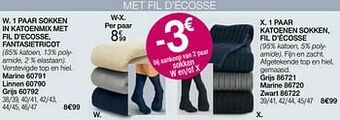 1 paar sokken in katoenmix met fil d’ecosse fantasietricot