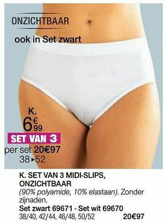 Damart Set van 3 midi-slips onzichtbaar aanbieding