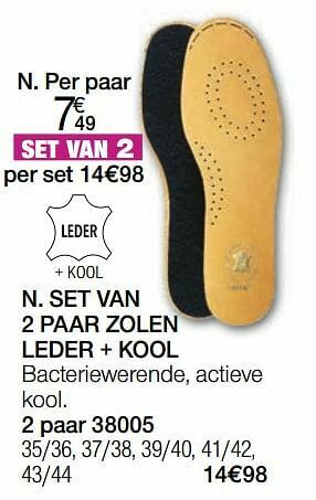Set van 2 paar zolen leder + kool