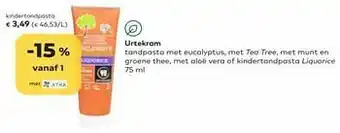 Bio Planet Urtekram kindertandpasta aanbieding