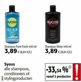 Colruyt Syoss alle shampoos, conditioners of stylingproducten aanbieding