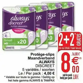 Cora Protège-slips maandverband always discreet aanbieding